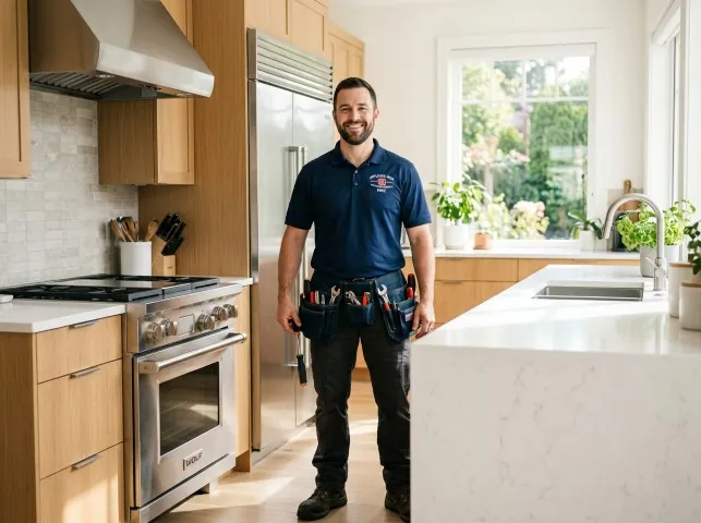 Appliance Repair Hero technician in a Annapolis, MD kitchen after an appliance repair